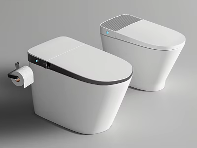 Sleek Modern White Toilets With Smart Control Panel And LED Lights 3d model