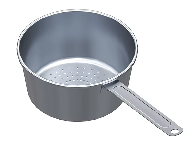 Stainless Steel Perforated Colander With Long Handle For Kitchen Cooking 3d model