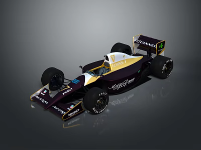 Lotus Honda Purple And Gold Formula 1 Racing Car With Sponsor Logos And Aerodynamic Design 3d model