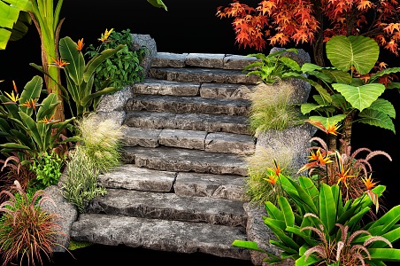 Chinese Style New Chinese Style Step Landscape Stone Step Landscape 3d model