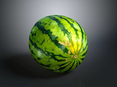 Juicy Fresh Green Striped Watermelon With Smooth Surface As Healthy Summer Fruit Snack 3d model