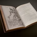 Open Antique Book Featuring Hand Drawn Illustration And Vintage Text On Old Pages