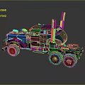 Military Style Heavy Duty Multi Wheel Truck With Armored Body And Antenna Structure