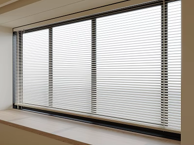 Modern Interior Design With Stylish Venetian Blinds On Large Window Allowing Natural Light 3d model