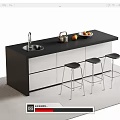 Modern Kitchen Bar Counter With Black Top White Cabinets Sink And Bar Stools