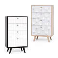 Decorative Console and Side Cabinets with Polka Dot Floral Drawers and Wooden Legs