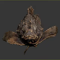 Spotted Brown Fish With Rough Textured Skin And Fins On Dark Reflective Surface