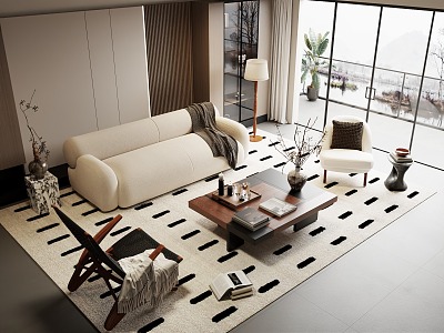 Modern sofa coffee table combination model