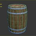 Rustic Wooden Barrel With Metal Hoops And Natural Wood Grain Surface