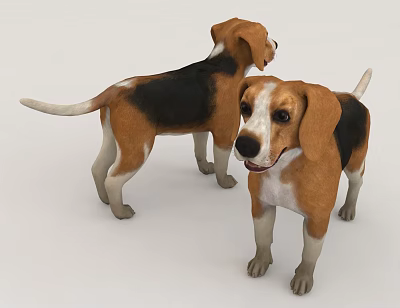 3D Rendered Beagle Dogs Standing Side By Side 3d model 3D Rendered Beagle Dogs Standing Side By Side 3d model