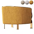 Elegant Gray Single Sofa with Golden Metal Trim and Plush Velvet Upholstery