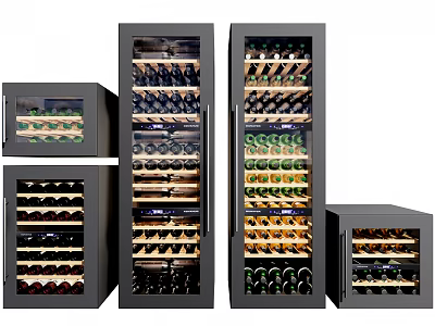 Modern Wine Coolers with Glass Doors and Multiple Shelves for Wine Bottle Storage 3d model