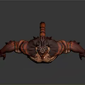 Red Muscular Lion Head Mythical Creature 3D Model With Detailed Body