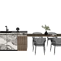 Modern Dining Table and Chair Combination Nakajima Bar Table and Chair Combination 3d model