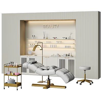 Modern Medical Equipment for Beauty Treatment with Treatment Bed Exam Lamp and Trolley 3d model
