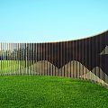 Modern Curved Feature Wall Design With Black Gold Stripes And Mountain Patterns 3d model