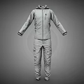 Gray Hooded Jacket and Pants Set with Zipper Front Cuffed Sleeves and Casual Outdoor Style