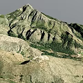 Scenic Mountain Landscape With Rolling Peaks Rocky Surfaces And Green Vegetation