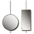 Modern Round and Rectangular Wall Mirrors with Black and Brown Frames 3d model