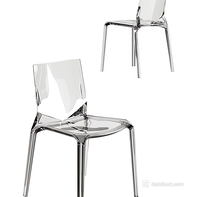 Modern Transparent Leisure Chair With Clear Acrylic Body And Metal Legs Design 3d model 
