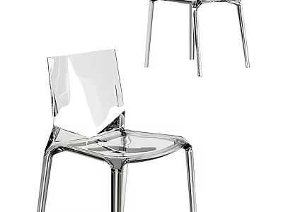 Modern Transparent Leisure Chair With Clear Acrylic Body And Metal Legs Design 3d model