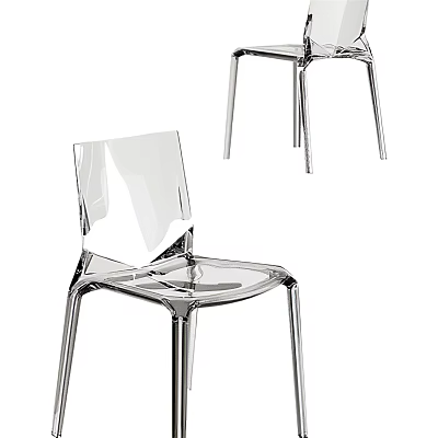 Modern Transparent Leisure Chair With Clear Acrylic Body And Metal Legs Design 3d model