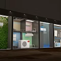 Modern Showroom Display With Green Plant Wall And Air Conditioner Units