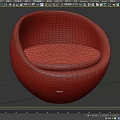 Modern Round Brown Upholstered Single Chair For Comfortable Home Decor 3d model