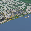 Aerial Urban Planning With High Rise Buildings Green Spaces Waterfront And Road Networks