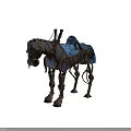 Mechanical Horse Furniture With Industrial Metal Frame And Blue Saddle Design