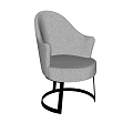 Modern Light Gray Upholstered Dining Chair With Armrest And Metal Round Base