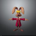 Cartoon Rabbit Character With Big Ears Yellow Hair And Pink Coat Standing Arms Open