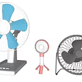 White Desktop Pink Portable and Black Floor Electric Fans with Modern Design