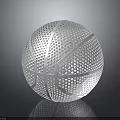White Basketball Shaped Decorative Sphere With Honeycomb Perforated Surface Design 3d model