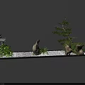 Wall Mounted Miniature Garden With White Pebbles Decorative Stones Small Plants And Mini Lantern