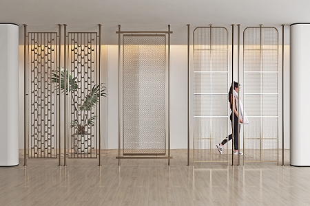 Light Luxury Metal Partition Screen 3d model