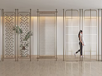 Light Luxury Metal Partition Screen 3d model