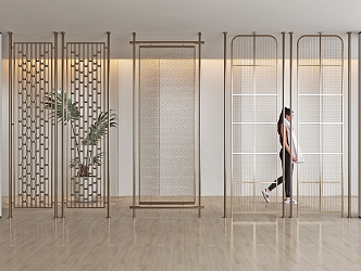 Light Luxury Metal Partition Screen 3d model