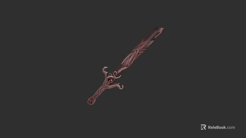 Ornate Fantasy Sword With Intricate Carved Hilt And Detailed Blade Design 3d model 