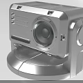 Silver Mobile Digital Bluetooth Speaker With Large Loudspeaker And Circular Base Stand 3d model