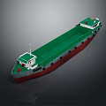Water Transport Vessel With Green Deck Red Hull Cargo Area And Cabin Structure