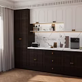 Modern Dark And White Sideboard With Marble Countertop Coffee Machine And Decorations