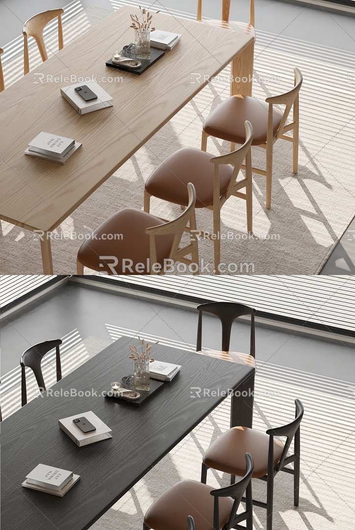 Modern Dining Table and Chair Combination Dining Table 3d model