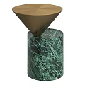 Modern Coffee Table Design with Green Marble Base and Gold Cone Top