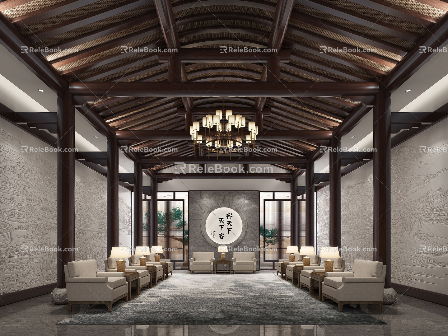 New Chinese Reception Room Reception Hall 3d model