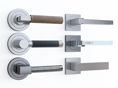 Various Modern Door Handles With Different Materials And Stylish Designs For Home Decor 3d model