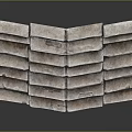 Gray Textured Stone Bricks Stacked In Curved Arrangement On Black Background