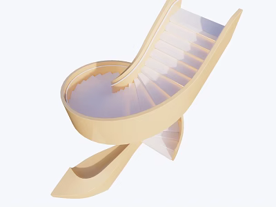 Elegant Modern Spiral Staircase With Curved Design And Light Steps In Home Interior 3d model