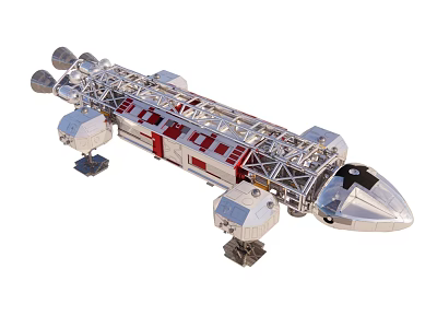 Intricate Spacecraft Model Featuring Metallic Frame Red Sections And Support Modules 3d model