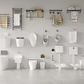 Toilet Pee Shake Squat Toilet Smart Toilet Small Back Hug Towel Rack Combination 3d model